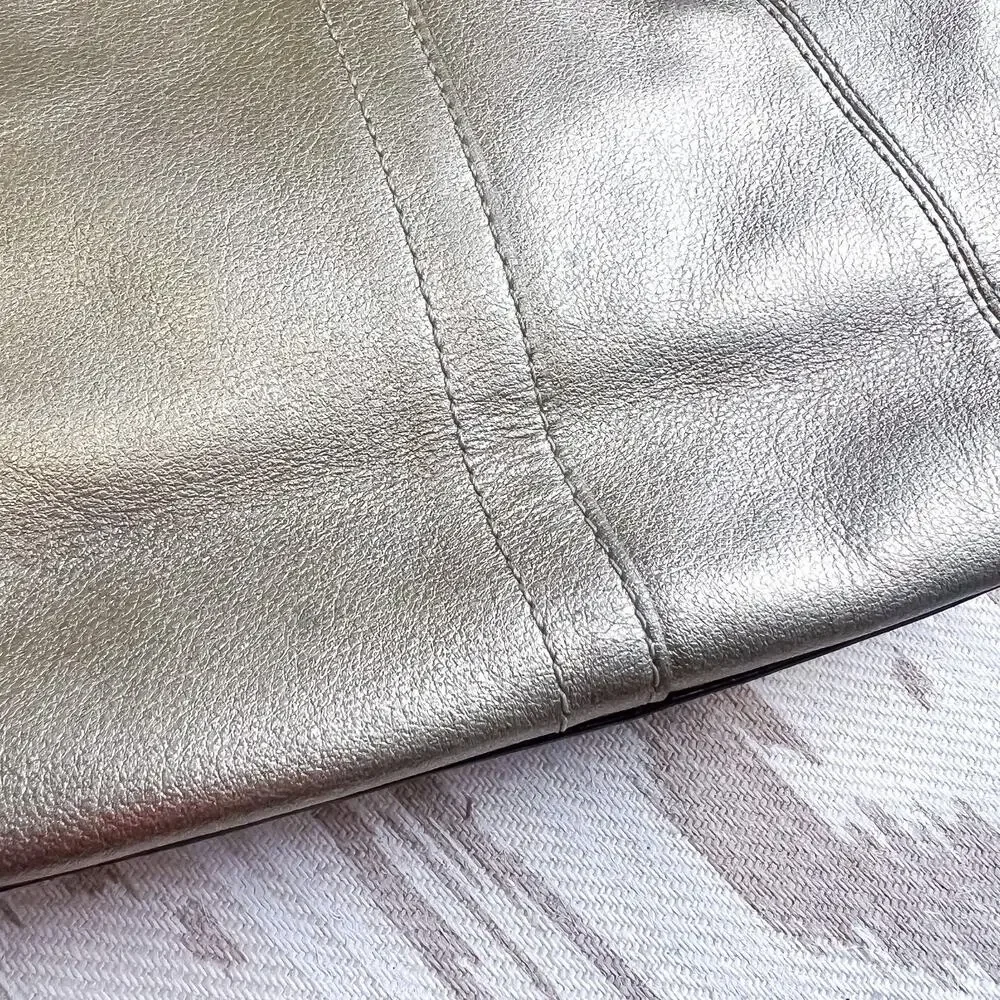 Coach Leah Metallic Gold Small Top-Handled Leather Tote Purse Handbag 42416 - Picture 3 of 11